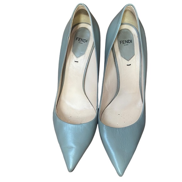 Fendi Gray Leather Stiletto Closed Toe Pumps Heels size 8 - Picture 11 of 12